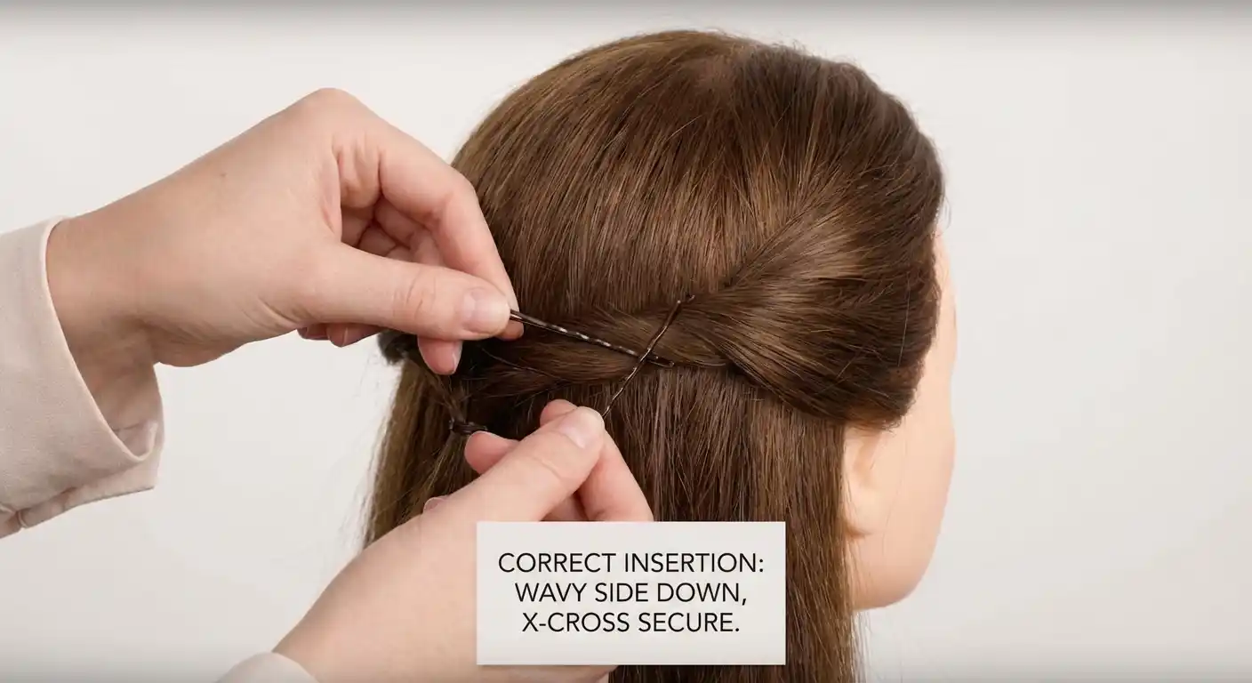 Bobby pin styling techniques demonstration