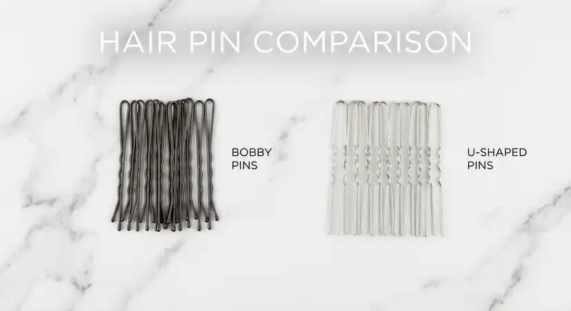 Bobby pins and U-shaped hair pins side by side comparison