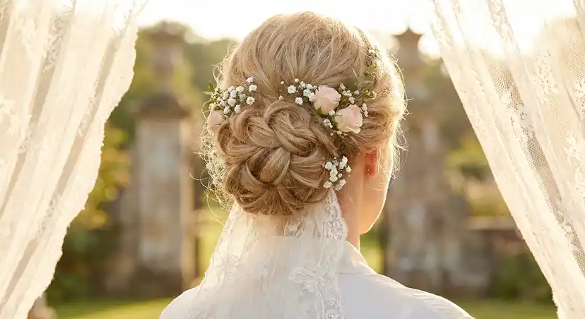 Elegant bridal hairstyle created with bobby pins