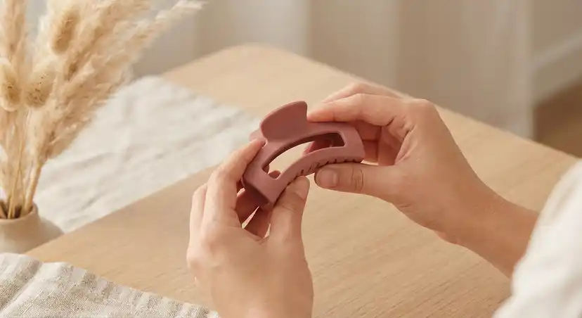 Bendable flexible claw clip demonstrating flexibility