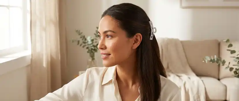 Elegant French barrette styling on beautiful hair