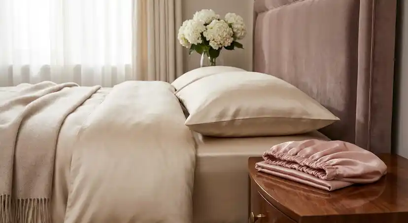 Silk pillowcase and satin bonnet for overnight hair protection