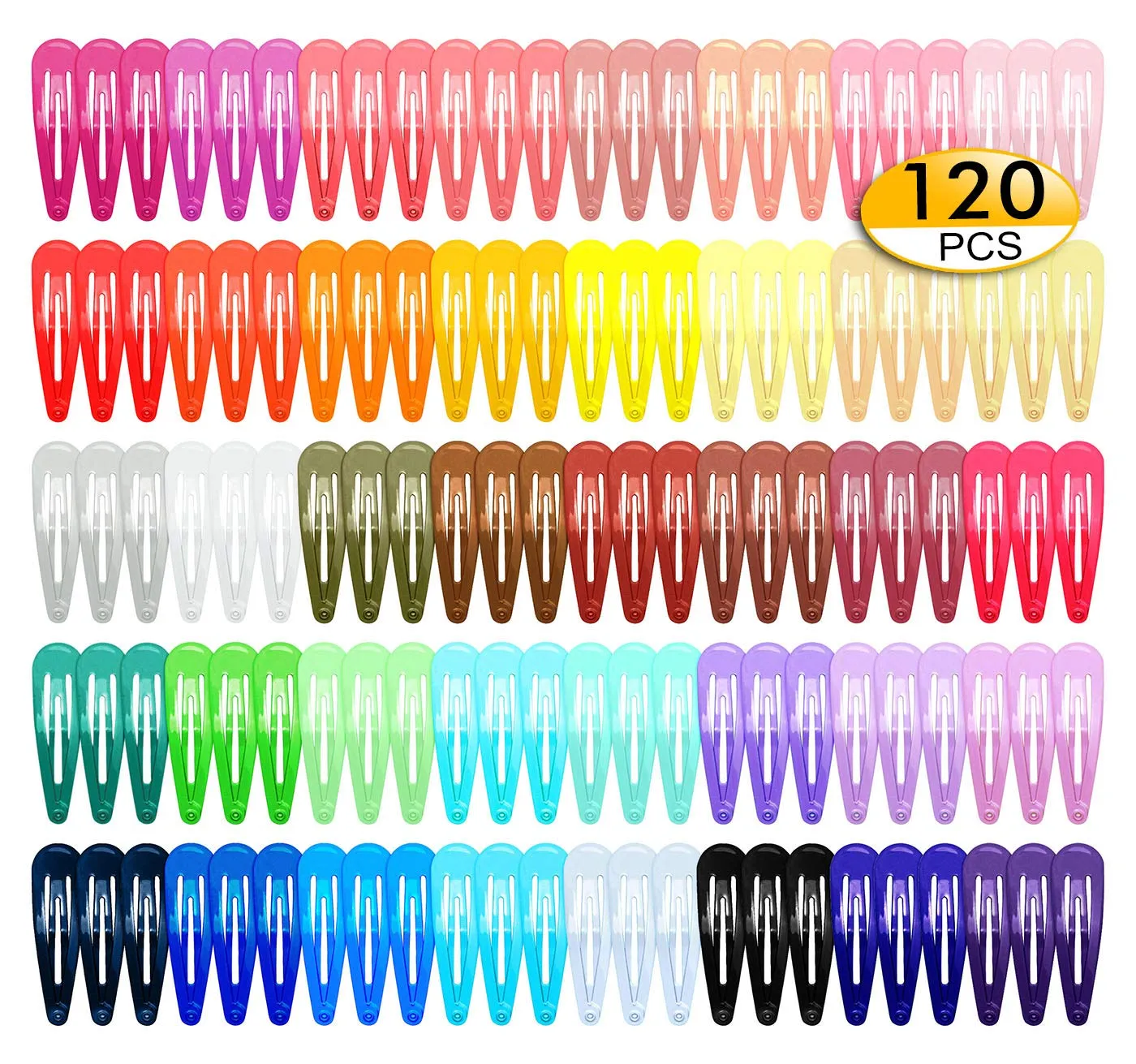 120Pcs Snap Hair Clips in 40 Colors