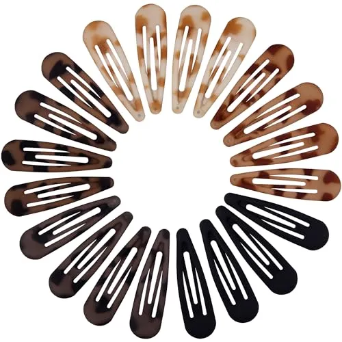 Cptots Small No-Slip Metal Snap Barrettes (20 PCS)