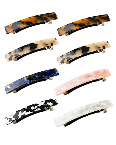 DF DUALFERV Acetate French Tortoise Barrettes (8 Pcs)