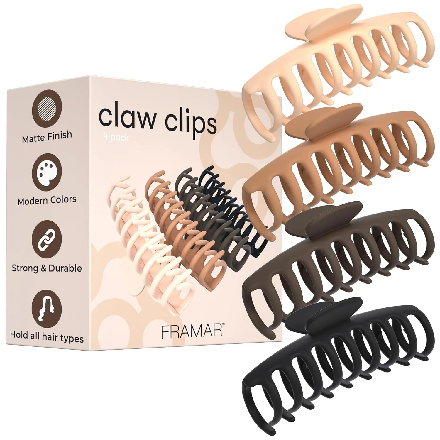 FRAMAR Extra Large Claw Clips for Thick Hair