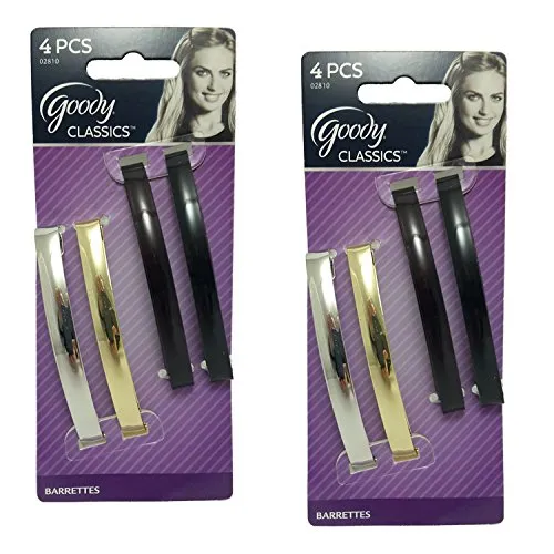 Goody Classic Metal Domed Barrettes, 3.25 in (2 Packs of 4)