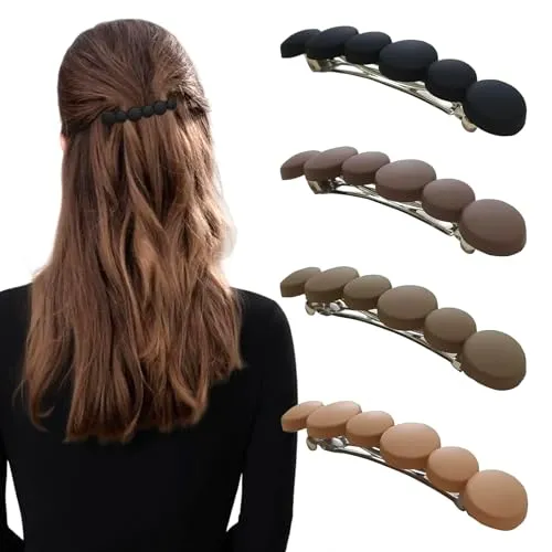 Markuii French Hair Barrettes, Medium-Small (4 Pack)