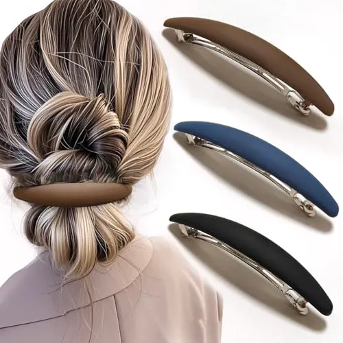 Markuii Large 4-Inch Matte Hair Barrettes (3 Pack)