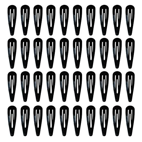 PIDOUDOU Black Metal Snap Barrettes (40 Pack)