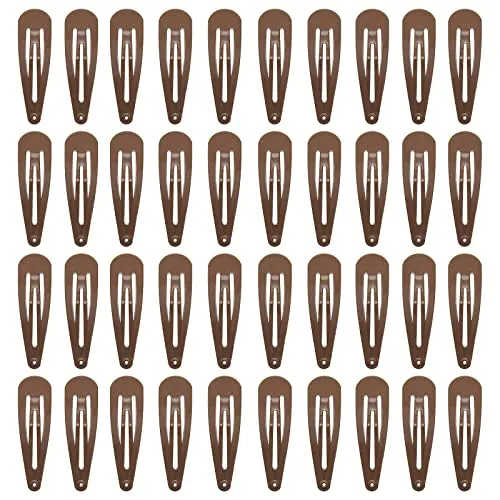 PIDOUDOU Brown Metal Snap Barrettes, 2 in (40 Count)