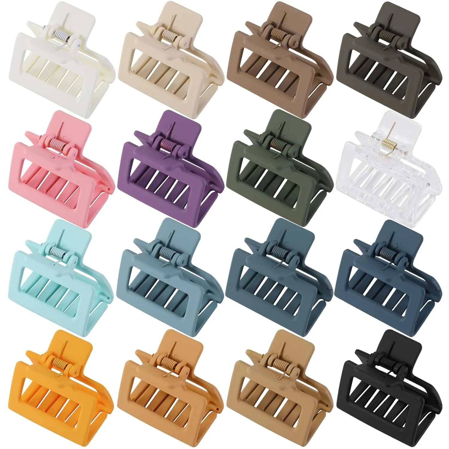 Rectangle Matte Claw Clips for Thin/Fine Hair (16 Pack)