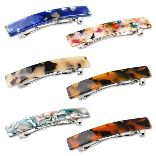 UKSKS 3-Inch Acetate French Barrettes, Tortoise Shell (6 Pcs)