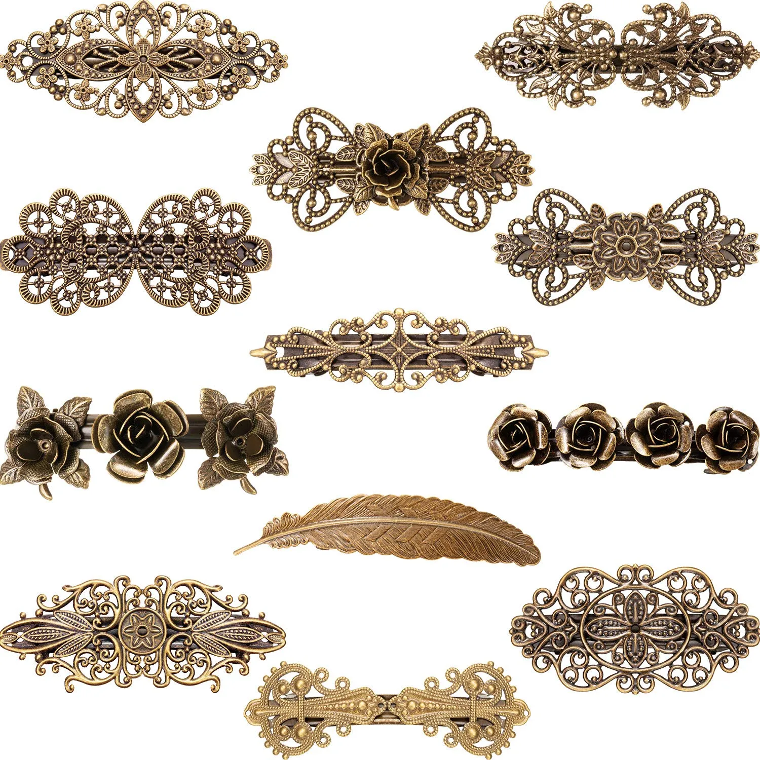 12 Pieces Vintage Metal Hair Clips