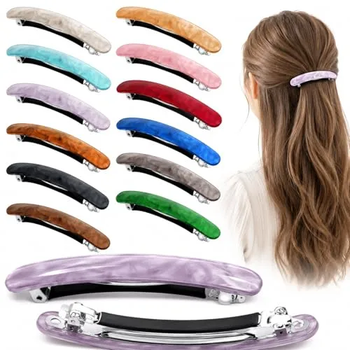WILLBOND Skinny Acetate Hair Barrettes (12 Pcs)